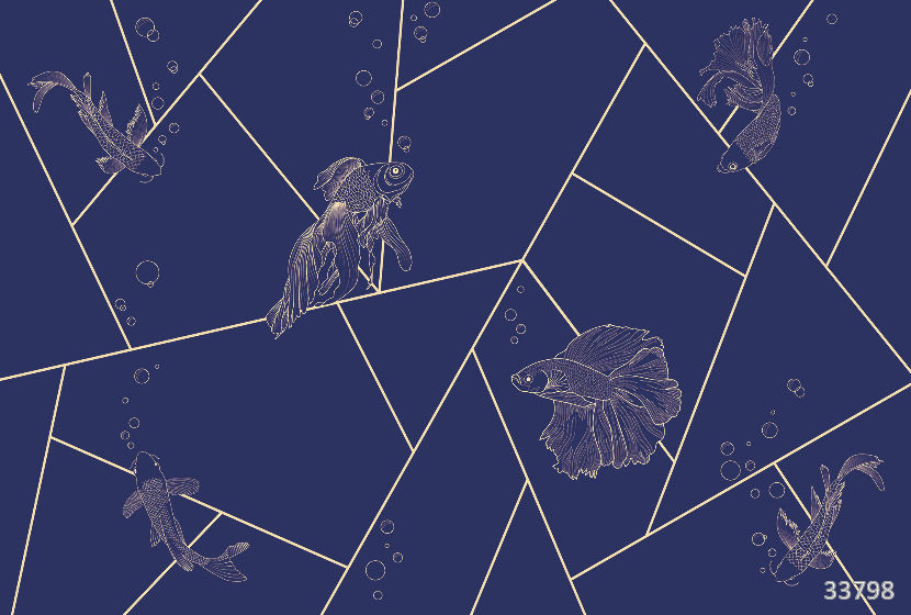 Изображение #33798 Geometric fish blue - ECO Фреска «Бархат Золото» FX-G