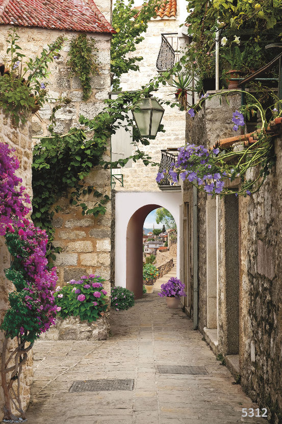 Изображение #5312 Старая улочка в Будве - ECO Фреска «Бархат Золото» FX-G